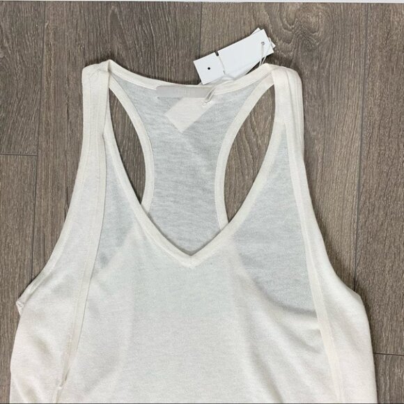 Anthropologie One Grey Day Orion Knit Tank Top Racerback V-neck Cream White - Picture 9 of 16